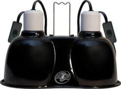 Zoomed - Support De Lampe Double Mini Dôme Profond Mini Combo Deep Dome LF-19E Pour Terrarium - 2x100W -Magasin De Fournitures Pour Animaux De Compagnie 21034