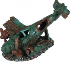 Aquadella - Décoration Avion Coulé Pour Aquarium - 17x12,5x11cm