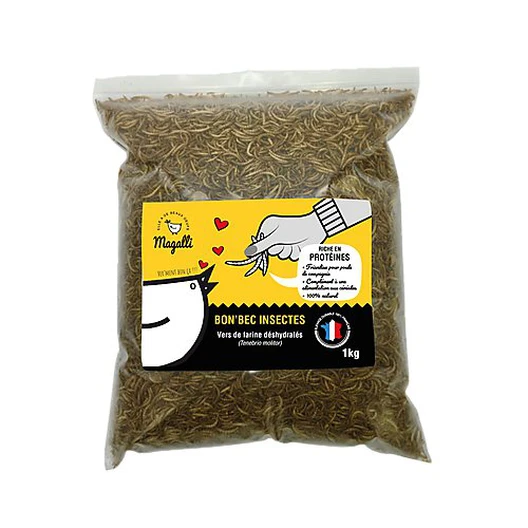 Magalli - Vers De Farine Déshydratés Bon'Bec Insectes Pour Poules - 1kg 3 Magalli - Vers De Farine Déshydratés Bon'Bec Insectes Pour Poules - 1kg